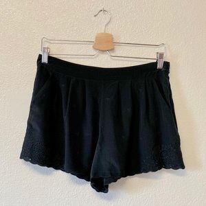 Joie Silk Eyelet Black Shorts